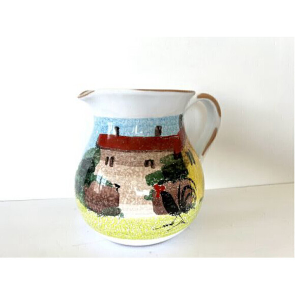 Sur la Table Pitcher Rooster Country farmhouse hand paint Italy jug - Picture 2 of 8
